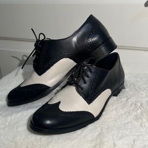 Cole Haan Black and White Two-Tone Oxford Brogues